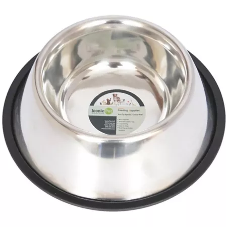 Iconic Pet Non-Slip Stainless Steel Pet Food Bowl 3 Cup Pack of 1 Single Dog Bowls