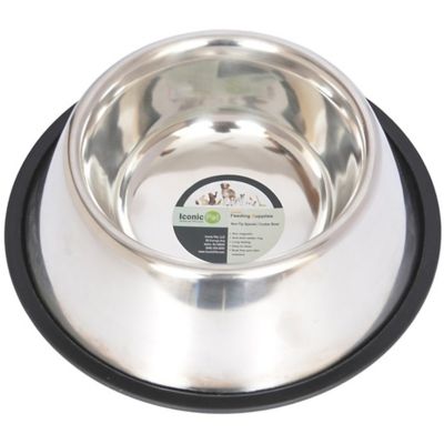 Iconic Pet Non-Skid Stainless Steel Pet Food Bowl, 4 Cups, 1 pk.