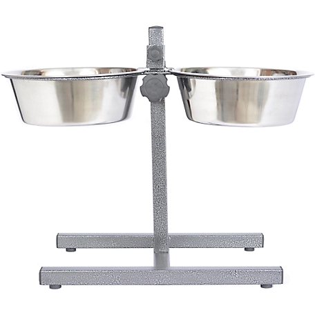 Iconic Pet Adjustable Elevated Stainless Steel Pet Double Diner for Dogs, 8 Cups, 2-Bowls