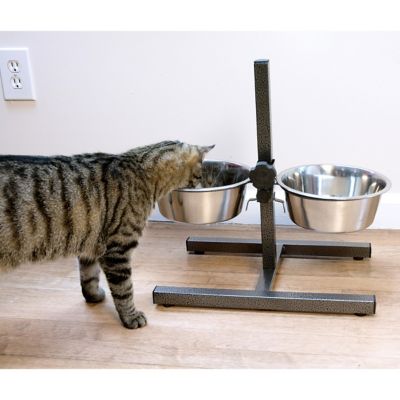 Image showing 5 th Iconic Pet 8-Cup Adjustable Elevated Stainless Steel Double Diner Dog Bowl Set
