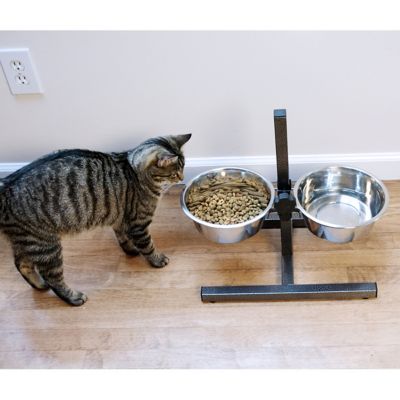 Image showing 6 th Iconic Pet 8-Cup Adjustable Elevated Stainless Steel Double Diner Dog Bowl Set