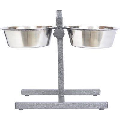 Iconic Pet Adjustable Elevated Stainless Steel Pet Double Diner for Dogs, 12 Cups, 2-Bowls