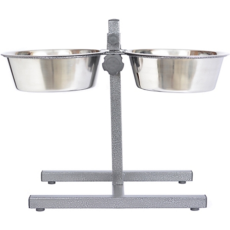 Iconic Pet Adjustable Elevated Stainless Steel Pet Double Diner for Dogs, 12 Cups, 2-Bowls
