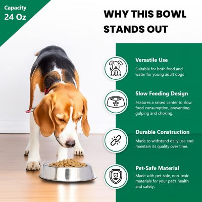 Image showing  Anti-Ant Non-Skid Stainless Steel Pet Bowl for Dog or Cat, 3 Cups, 1 pk.