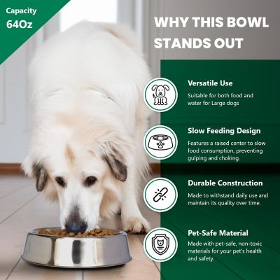 Image showing  8-Cup Anti-Ant Non-Skid Stainless Steel Pet Bowl for Dogs or Cats, 1 pk.