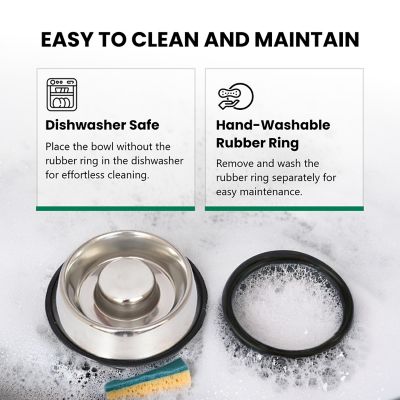 Image showing  Slow Feed Stainless Steel Pet Bowl for Dog or Cat, 1.5 Cups, 1 pk.