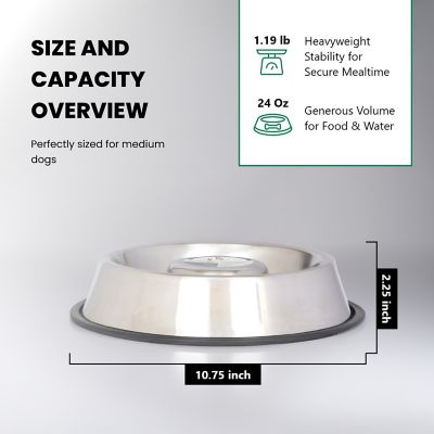 Image showing 9 th Iconic Pet 3-Cup Slow Feed Stainless Steel Pet Bowl