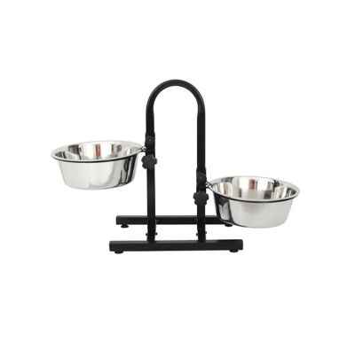Iconic Pet U-Design Adjustable Elevated Stainless Steel Pet Double Diner for Dogs, 12 Cups, 2-Bowls 