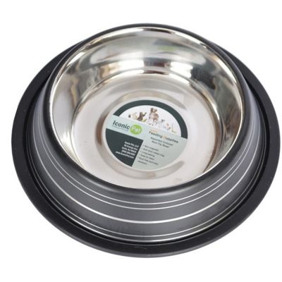 Iconic Pet Color Splash Stripe Non-Skid Stainless Steel Pet Bowl for Dog or Cat, 1-Pack, 92171