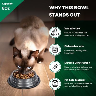 Image showing  Color Splash Stripe Non-Skid Stainless Steel Pet Bowl for Dog or Cat, 1-Pack, 92171