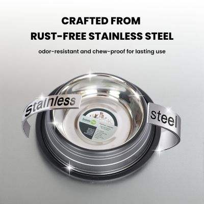 Image showing  Color Splash Stripe Non-Skid Stainless Steel Pet Bowl for Dog or Cat, 1-Pack, 92171