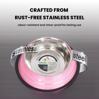 Image showing 5 th Iconic Pet Color Splash Stripe Non-Skid Stainless Steel Pet Bowl for Dog or Cat, 1-Pack, 92172