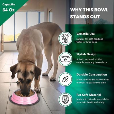 Image showing  Color Splash Stripe Non-Skid Stainless Steel Pet Bowl for Dog or Cat, 1 pk., 92175