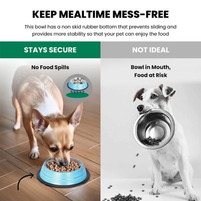 Image showing  Color Splash Stripe Non-Skid Stainless Steel Pet Bowl for Dog or Cat, 1-Pack, 92172