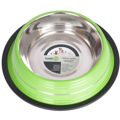 Iconic Pet Color Splash Stripe Non-Skid Stainless Steel Pet Bowl for Dog or Cat, 1 pk., 92174