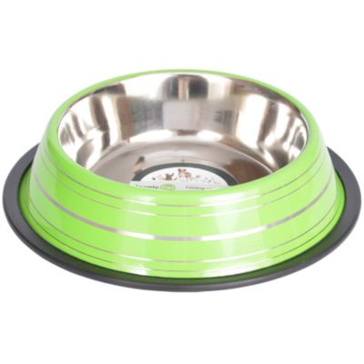 Image showing  Color Splash Stripe Non-Skid Stainless Steel Pet Bowl for Dog or Cat, 1 pk., 92174