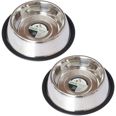 Iconic Pet 2 Cup Stainless Steel Non Skid Pet Bowl for Dog or Cat 2 Pack 16 oz