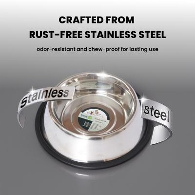 Image showing  Non-Skid Stainless Steel Pet Bowls, 2 Cups, 2 ct.