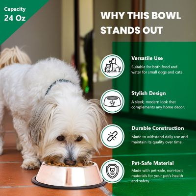 Image showing  Non-Skid Stainless Steel Pet Bowls, 3 Cups, 2 ct.