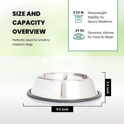 Image showing 9 th Iconic Pet Non-Skid Stainless Steel Pet Bowls, 3 Cups, 2 ct.