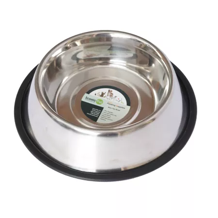 Iconic Pet Stainless Steel Non-Slip Pet Bowls 4 Cups 2 Bowls Double Diners