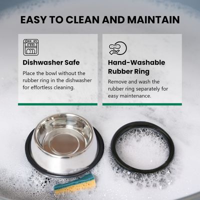 Image showing 5 th Iconic Pet Non-Skid Stainless Steel Pet Bowls, 8 Cups, 2 ct.