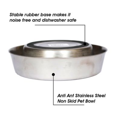 Image showing  Anti-Ant Non-Skid Stainless Steel Pet Bowl for Dog or Cat, 2 Cups, 2-Bowls