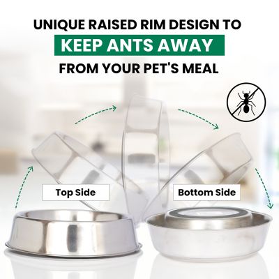 Image showing 6 th Iconic Pet Anti-Ant Non-Skid Stainless Steel Pet Bowl for Dog or Cat, 2 Cups, 2-Bowls