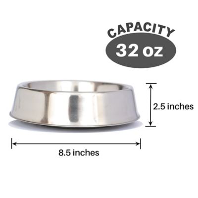 Image showing  Anti-Ant Non-Skid Stainless Steel Pet Bowl for Dog or Cat, 4 Cups, 2-Bowls