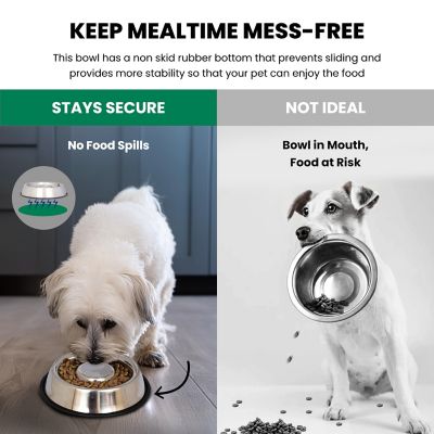 Image showing  Slow Feed Stainless Steel Pet Bowls for Dog or Cat, 1.5 Cups, 2-Bowls