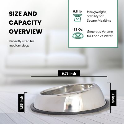 Image showing 5 th Iconic Pet Heavy Weight Non-Skid Easy Feed High Back Stainless Steel Pet Bowls for Dog or Cat, 4 Cups, 2-Bowls