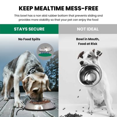 Image showing  Heavy Weight Non-Skid Easy Feed High Back Stainless Steel Pet Bowls for Dog or Cat, 8 Cups, 2-Bowls