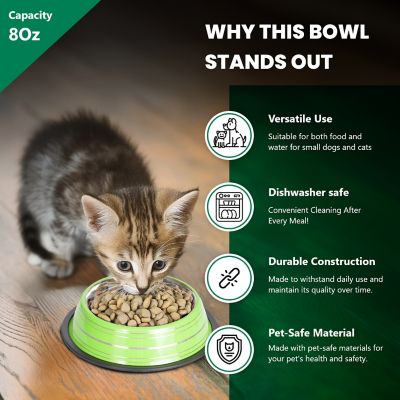 Image showing  Color Splash Stripe Non-Skid Stainless Steel Pet Bowls for Dog or Cat, 2-Bowls, 51465