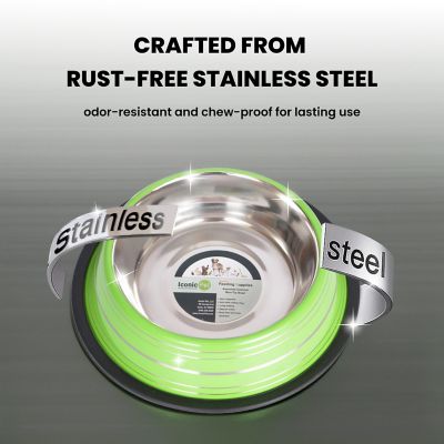 Image showing  Color Splash Stripe Non-Skid Stainless Steel Pet Bowls for Dog or Cat, 2-Bowls, 51467