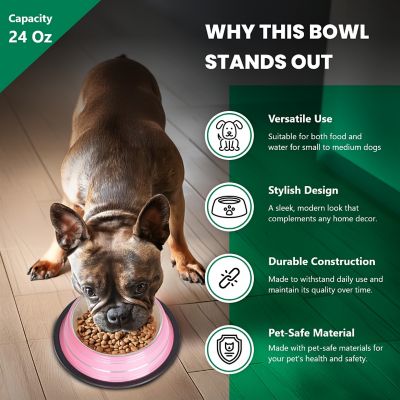 Image showing  Color Splash Stripe Non-Skid Stainless Steel Pet Bowls for Dog or Cat, 2-Bowls, 51467