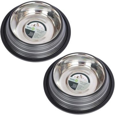 Iconic Pet Color Splash Stripe Non-Skid Stainless Steel Pet Bowls for Dog or Cat, 2-Bowls