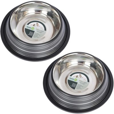 Iconic Pet Color Splash Stripe Non-Skid Stainless Steel Pet Bowls for Dog or Cat, 2-Bowls, 51468