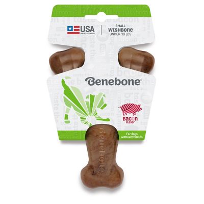 Benebone Bacon Wishbone Dog Chew Toy, Small