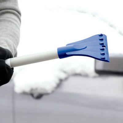 Image showing 5 th Snow Joe 2-in-1 Telescoping Snow Broom and Ice Scraper, 18 in. Foam Head, Blue