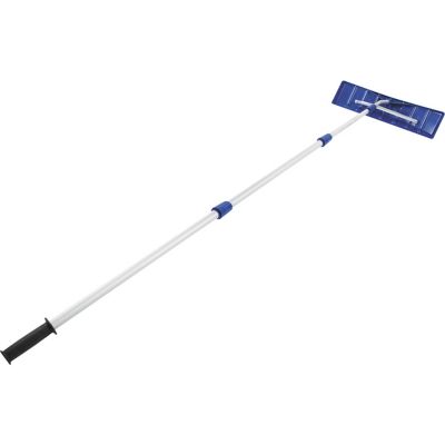 Snow Joe 6 in. Roofer Joe Telescoping Snow Shovel and Roof Rake, 21 ft. Extension, Poly Blade The only improvement or option I would like to have is a rubber guard attachable to the rake to prevent any possibility of the plastic scratching the panels (although it is not an issue, just a thought