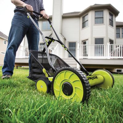 Image showing  20 in. Manual Reel Mower with Grass Catcher, 9-Height Positions