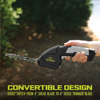 Image showing 6 th Sun Joe 6 in. 7.2V Cordless 2-in-1 Grass Shear and Hedge Trimmer, Battery and Charger Included, HJ604C
