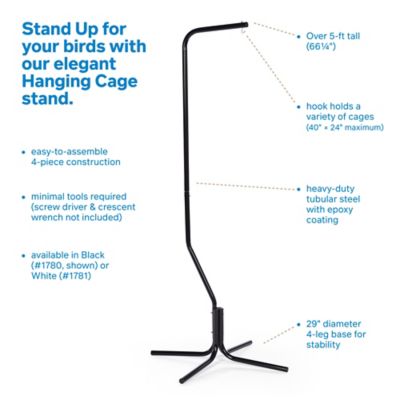 Image showing  Tubular Steel Hanging Bird Cage Stand, 24 in. x 62 in., Black