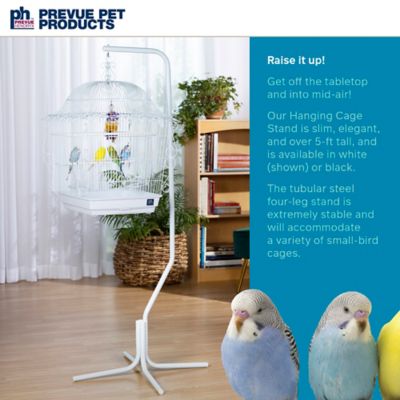 Image showing  Tubular Steel Hanging Bird Cage Stand, 24 in. x 62 in., White