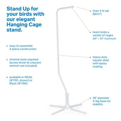 Image showing  Tubular Steel Hanging Bird Cage Stand, 24 in. x 62 in., White