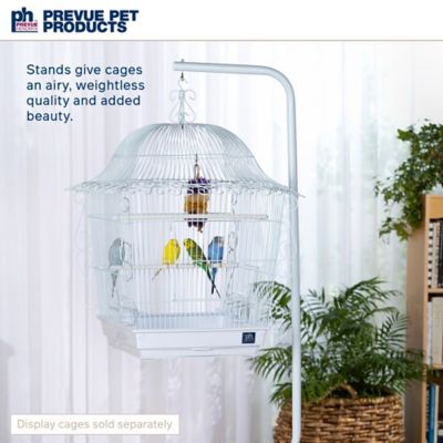 Image showing  Tubular Steel Hanging Bird Cage Stand, 24 in. x 62 in., White