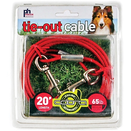 Prevue Pet Products Medium-Duty Dog Tie Out Cable, 20 ft., Up to 65 lb. Capacity