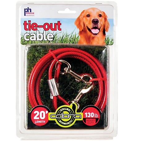 Prevue Pet Products Heavy-Duty Dog Tie Out Cable, 20 ft., Up to 130 lb. Capacity