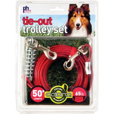 Dog Tie Out Cable for Yard, 50Ft Aerial Dog Runner Trolley System for – KOL  PET