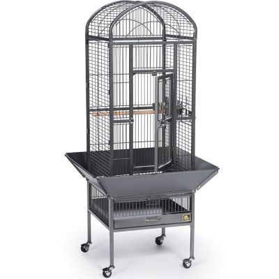 Image showing  8-1/2 in. x 18-1/2 in. Dometop Bird Cage, Chalk, Black, Small